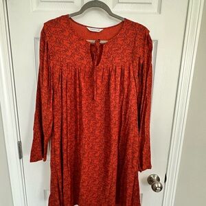 Anthropologie Red Patterned Dress